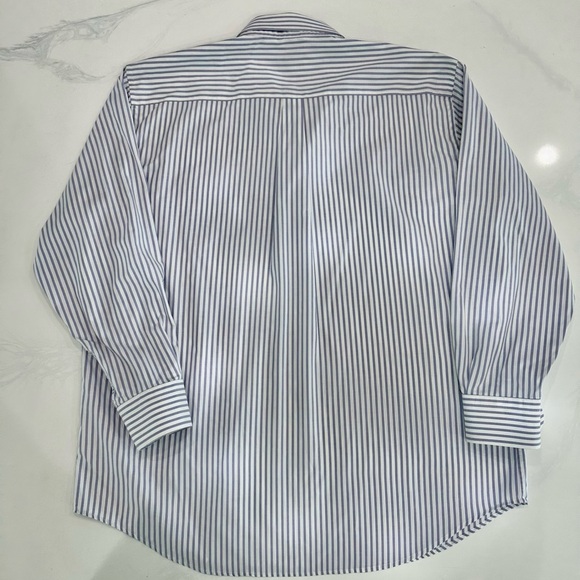 Peter Millar Navy and White Striped Button Down Shirt - Picture 2 of 5